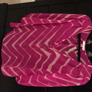 Ezra pink and white sheer top